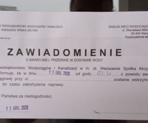Awaria wodociągowa w Warszawie. Mieszkańcy bez wody