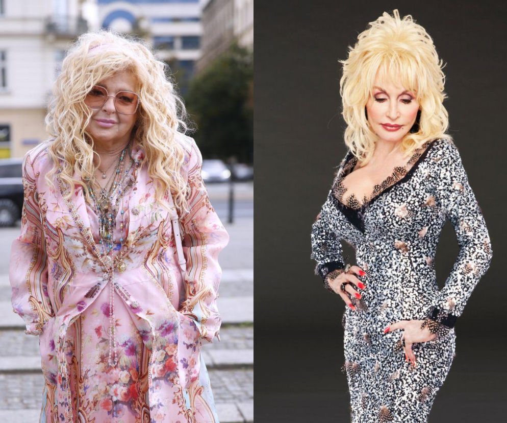 Magda Gessler w różowej sukni. Obok na zdjęciu piosenkarka Dolly Parton. O wspomnieniach restauratorki przeczytasz w Eska.