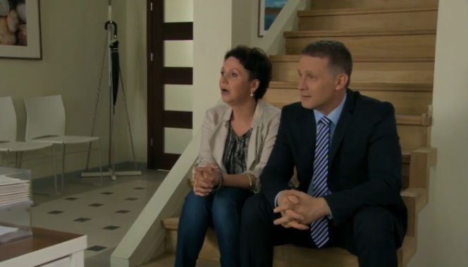 M jak miłość odc. 1088. Marysia (Małgorzata Pieńkowska), Artur (Robert Moskwa)