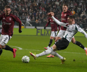 Karol Nawrocki na meczu Legia Warszawa - Sparta Praga