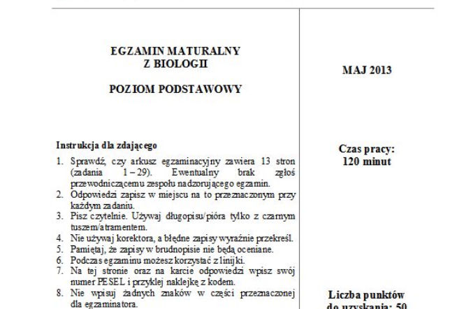 Matura 2013 biologia p. podstawowy