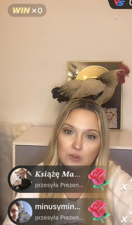 Gosia Andrzejewicz wystąpiła na kamerkach z żywym kogutem!