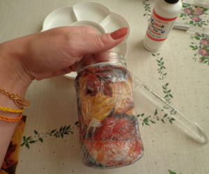 Jesienny lampion decoupage
