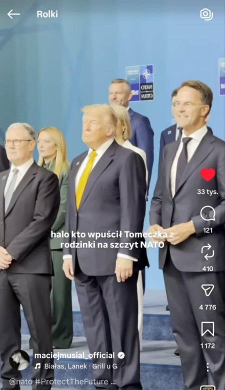 Elegancki Maciej Musiał nadaje ze szczytu NATO. "Kto wpuścił Tomeczka z rodzinki?"