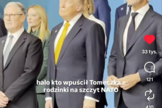 Elegancki Maciej Musiał nadaje ze szczytu NATO. Kto wpuścił Tomeczka z rodzinki?