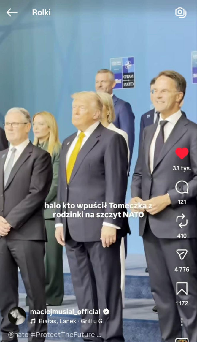 Elegancki Maciej Musiał nadaje ze szczytu NATO. "Kto wpuścił Tomeczka z rodzinki?"