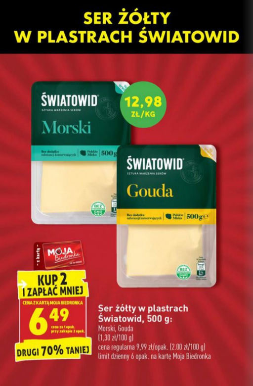 Ser żółty 12,92 zł/kg