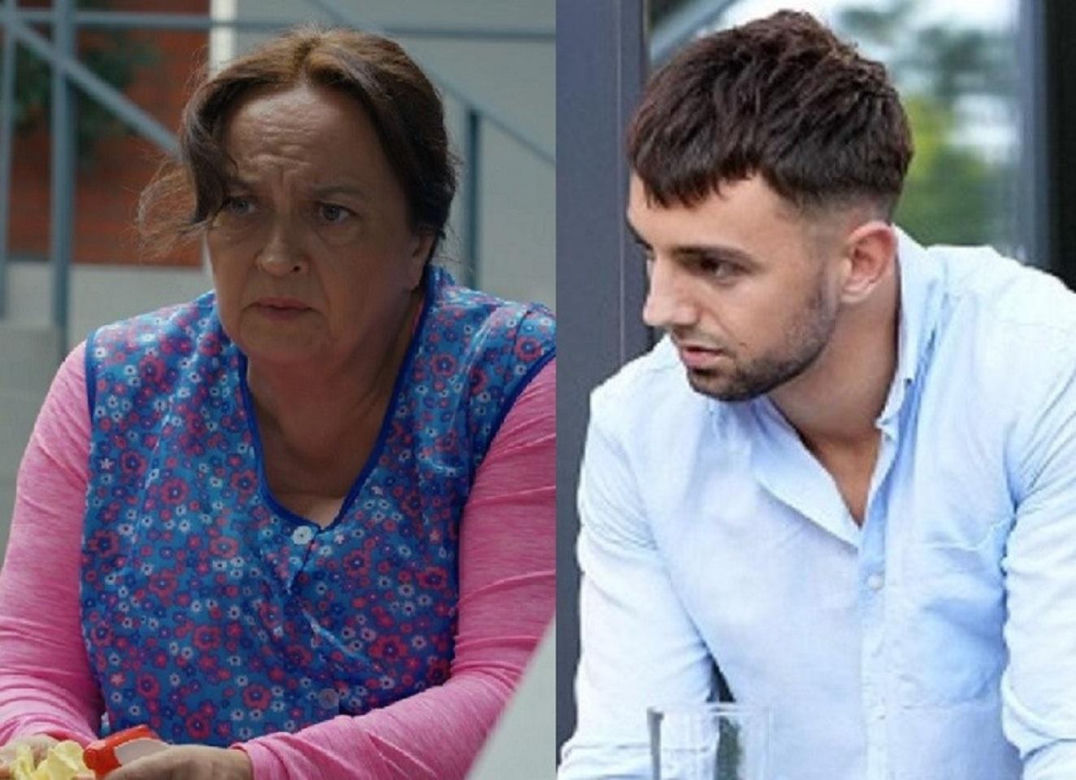 Barwy szczęścia, odcinek 3297. Bogusia (Halina Bednarz), Mirek (Oliwier Kozłowski)
