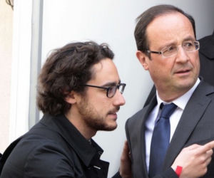 Francois Hollande - nowy prezydent Francji i jego najstarszy syn Thomas