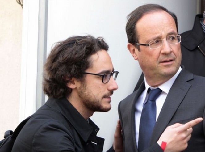Francois Hollande - nowy prezydent Francji i jego najstarszy syn Thomas