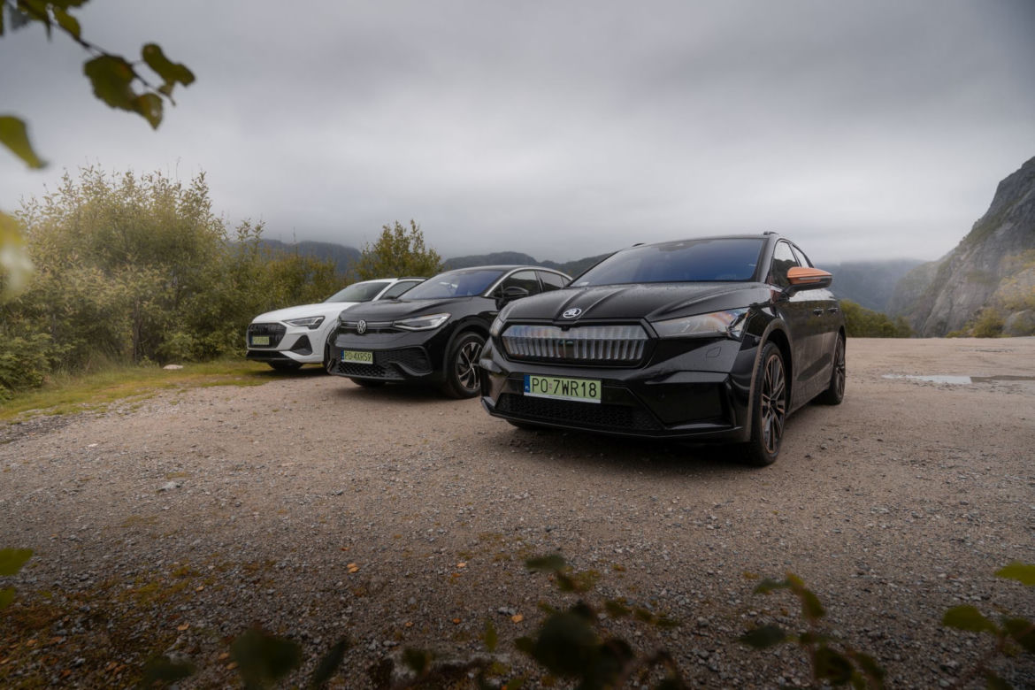 Elektrykami przez Norwegię - Skoda Enyaq iV, Volkswagen ID.5, Audi e-tron