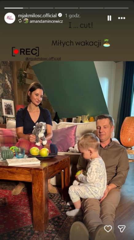 M jak miłość nowy sezon na planie. Agnes (Amanda Mincewicz), Antoś (Mikołaj Jankowski), Paweł (Rafał Mroczek)
