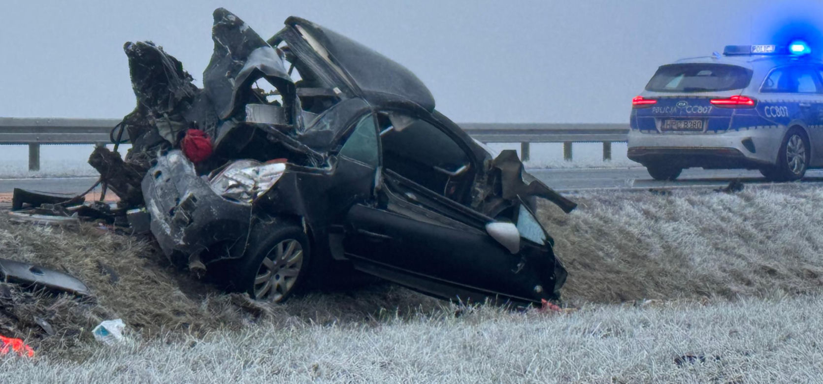 Tragiczny wypadek w miejscowości Balin. Tir najechał na samochód