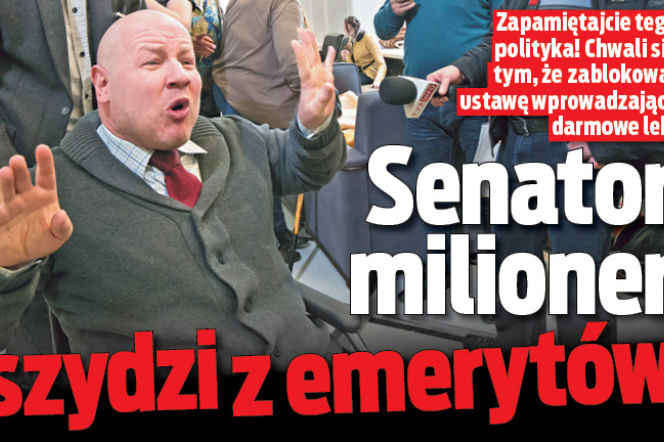 Senator milioner szydzi z emerytów