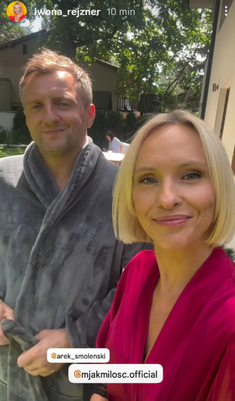 M jak miłość nowy sezon. Dorota (Iwona Rejzner), Bartek (Arkadiusz Smoleński) na planie
