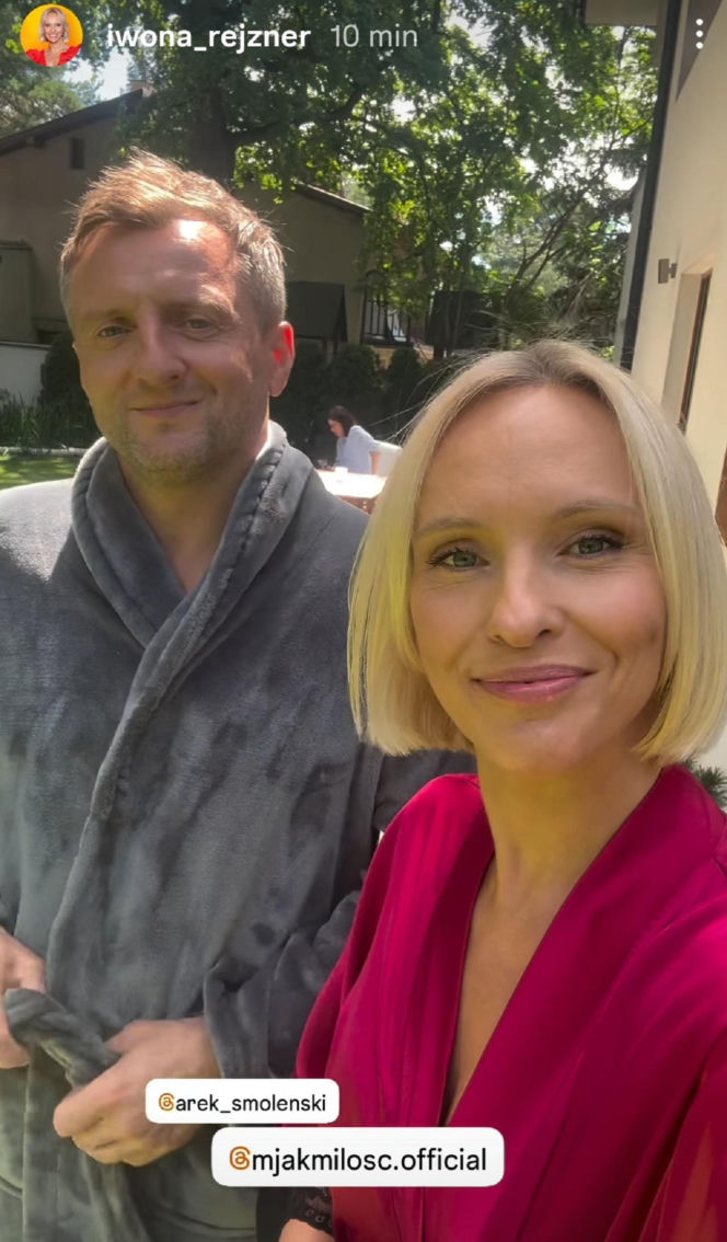M jak miłość nowy sezon. Dorota (Iwona Rejzner), Bartek (Arkadiusz Smoleński) na planie