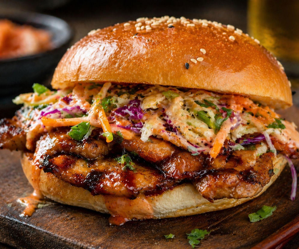 Koreańska kanapka z grilla – soczyste mięso, chrupiąca surówka i sos, który robi całą robotę