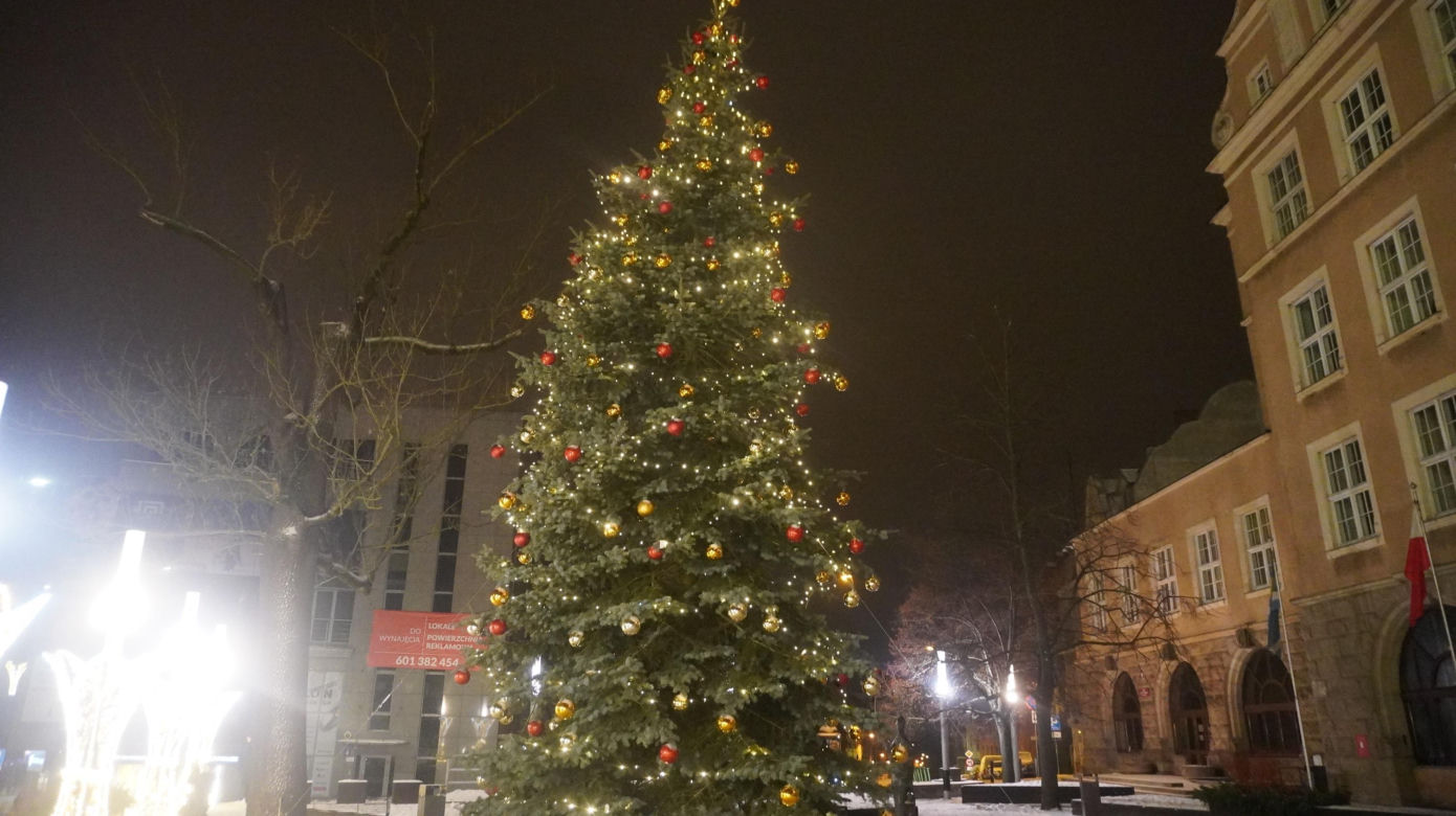 Świąteczne iluminacje w Olsztynie zachwycają. Prawdziwą „gwiazdą” jest choinka na starówce [ZDJĘCIA]