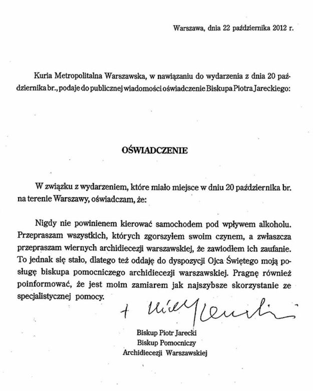 Biskup wypił pół litra whisky i pojechał