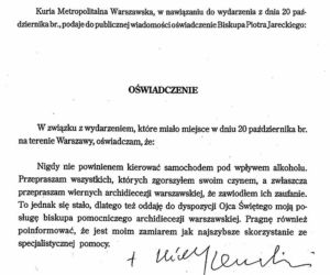 Biskup wypił pół litra whisky i pojechał