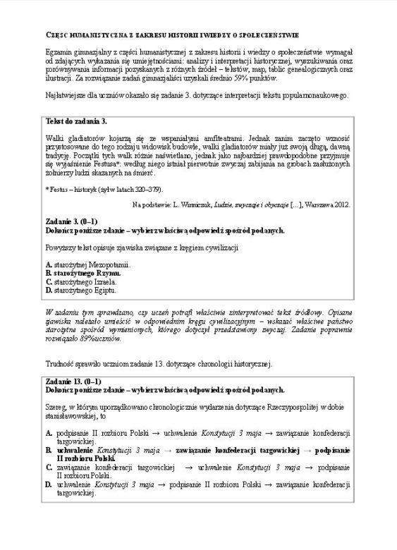 Wyniki egzaminu gimnazjalnego 2014 - wstępny raport CKE