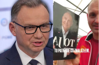 Dziwaczne znalezisko w namiocie Biedronki. Książka Andrzeja Dudy obok majtek, klapek i skarpet