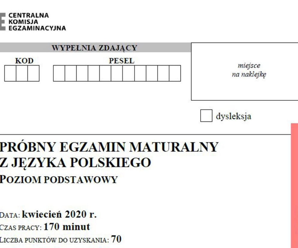 Próbna matura 2020 polski