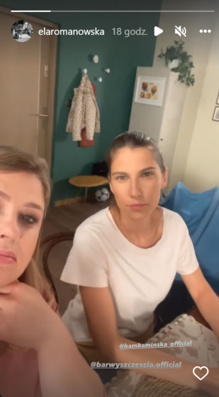 Barwy szczęścia. Elżbieta Romanowska (Aldona), Kamila Kamińska (Regina) na planie 