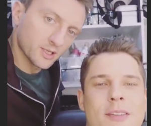 M jak miłość po wakacjach 2019. Janek (Tomas Kollarik), Bartek (Arkadiusz Smoleński) na planie