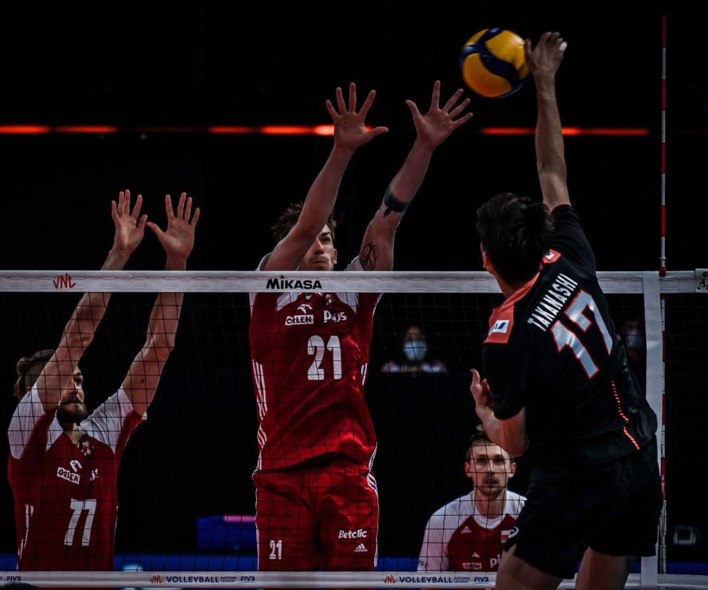Siatkówka, Liga Narodów, Tomasz Fornal, Karol Kłos, blok, Polska – Japonia