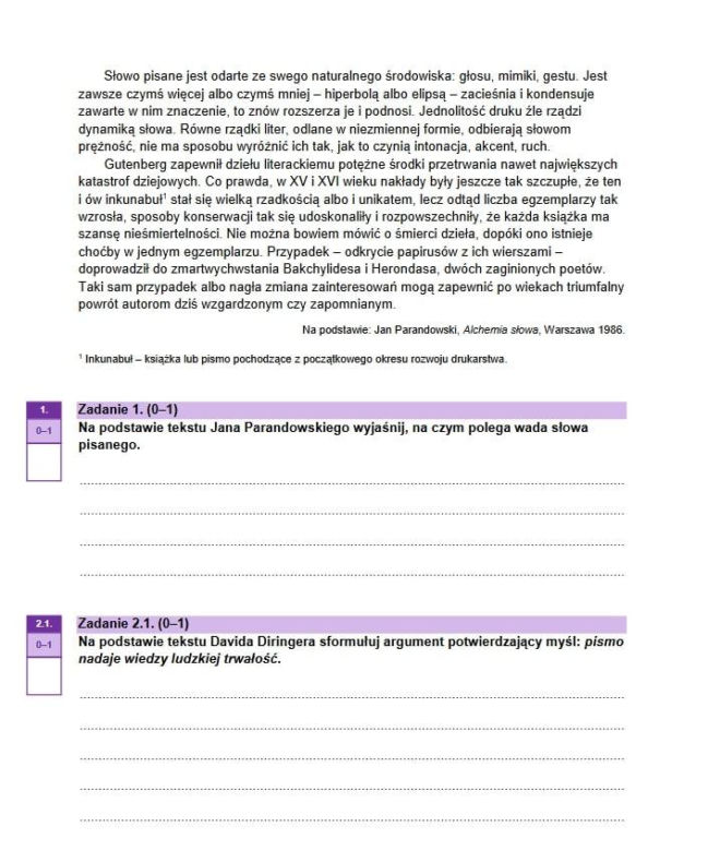 Matura próbna grudzień 2023 - język polski arkusz