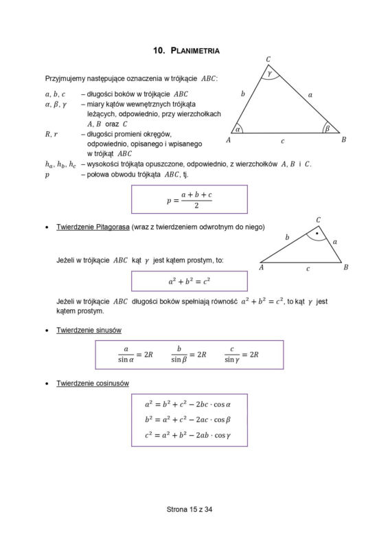 wzory matematyczne matura 2026
