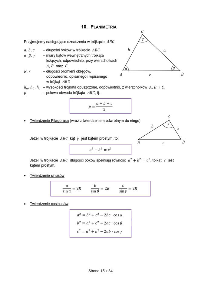 wzory matematyczne matura 2026