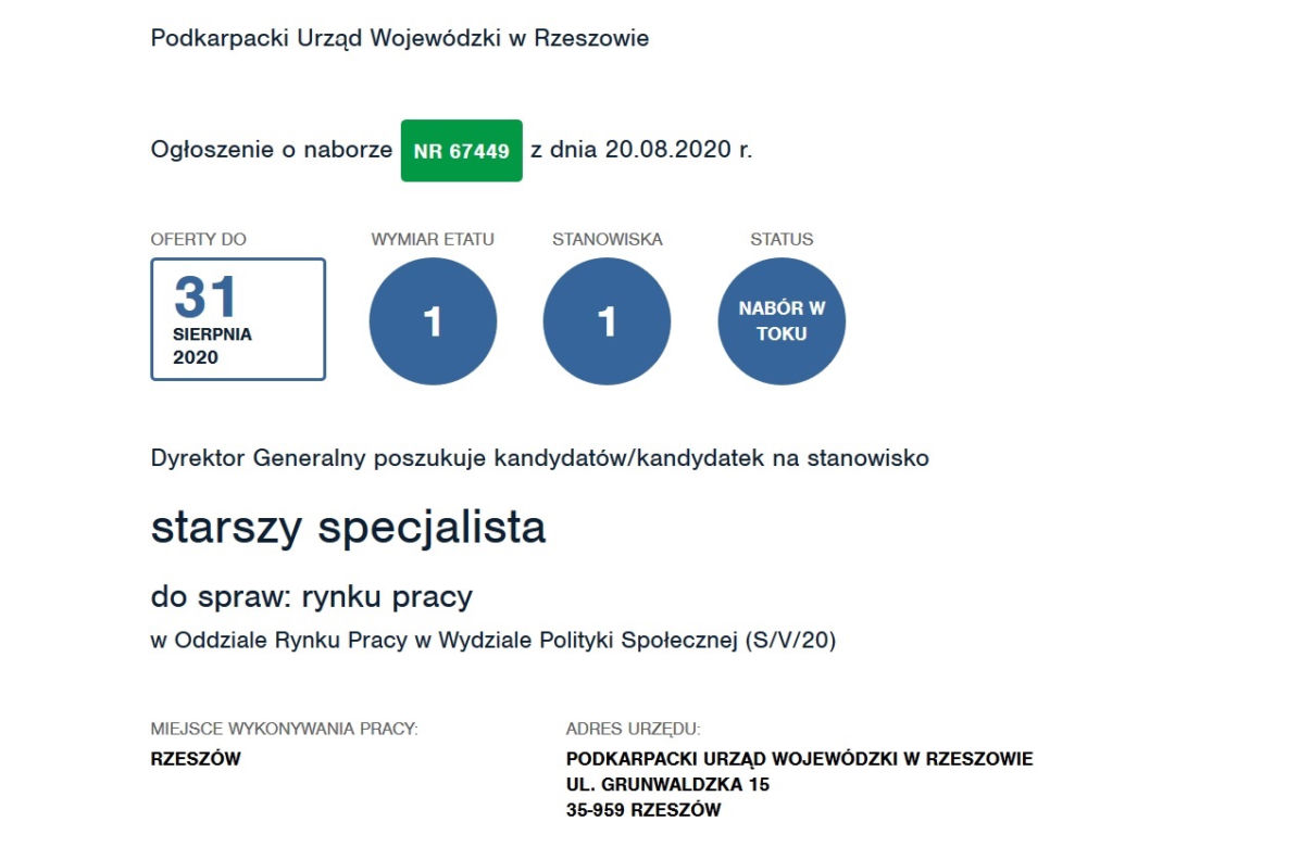 starszy specjalista do spraw: rynku pracy