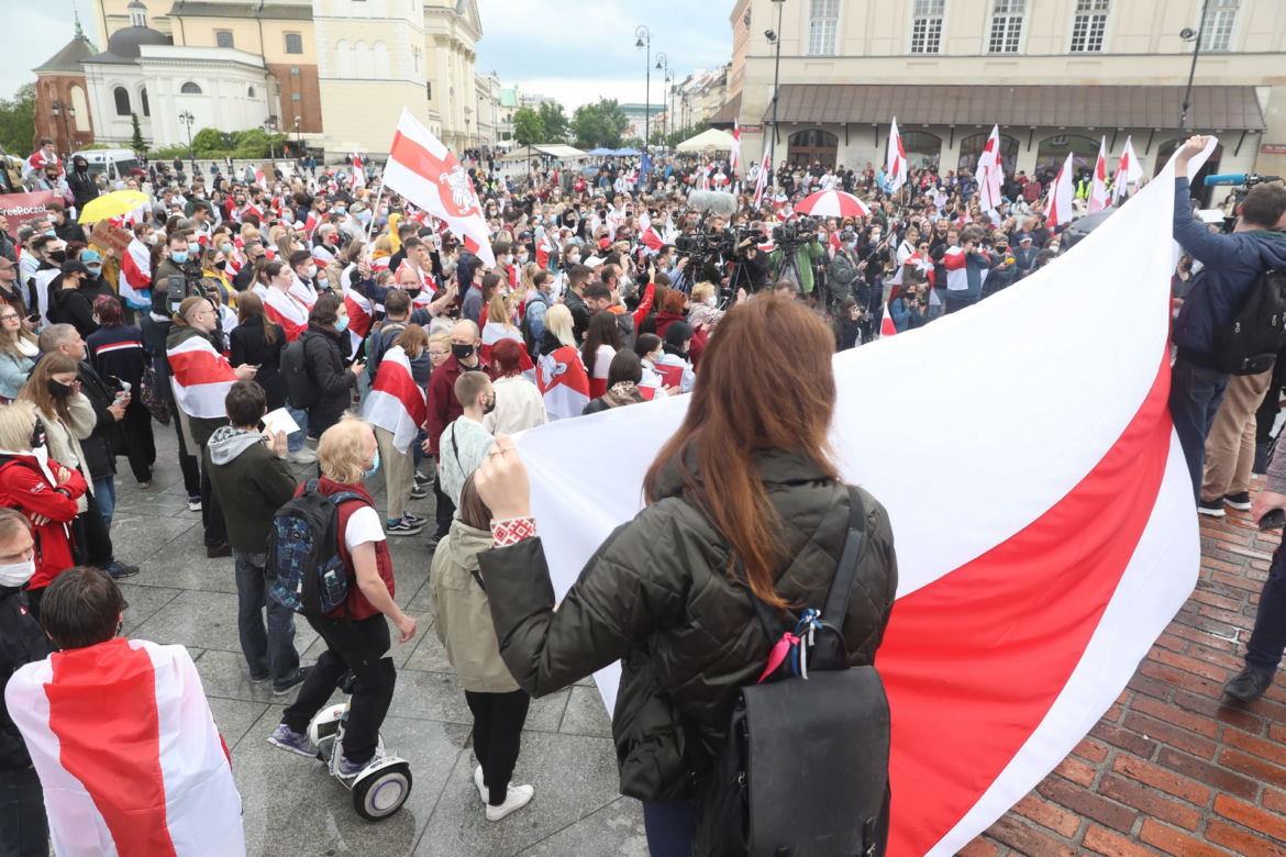 Manifestacja poparcia dla Białorusinów w Warszawie