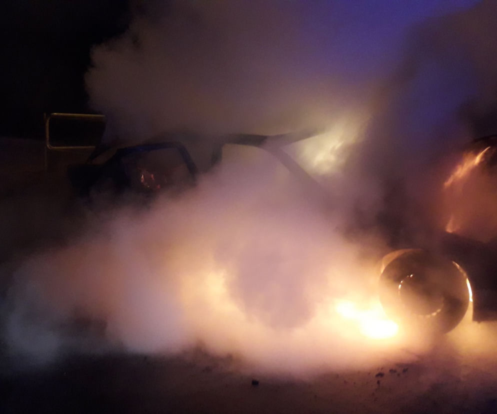 Pożar BMW w Krynkach