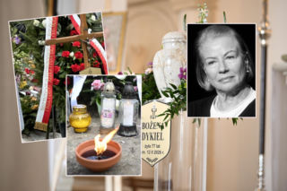 Tak teraz wygląda grób Bożeny Dykiel. Mnóstwo wieńców, piękne słowa, są już nawet znicze