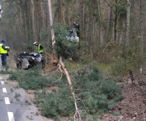Skoda rozpadła się na dwie części. 20-latek w ciężkim stanie