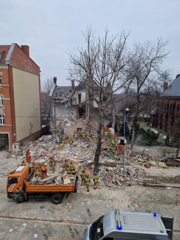 Tak pracowali strażacy na miejscu wybuchu w Katowicach