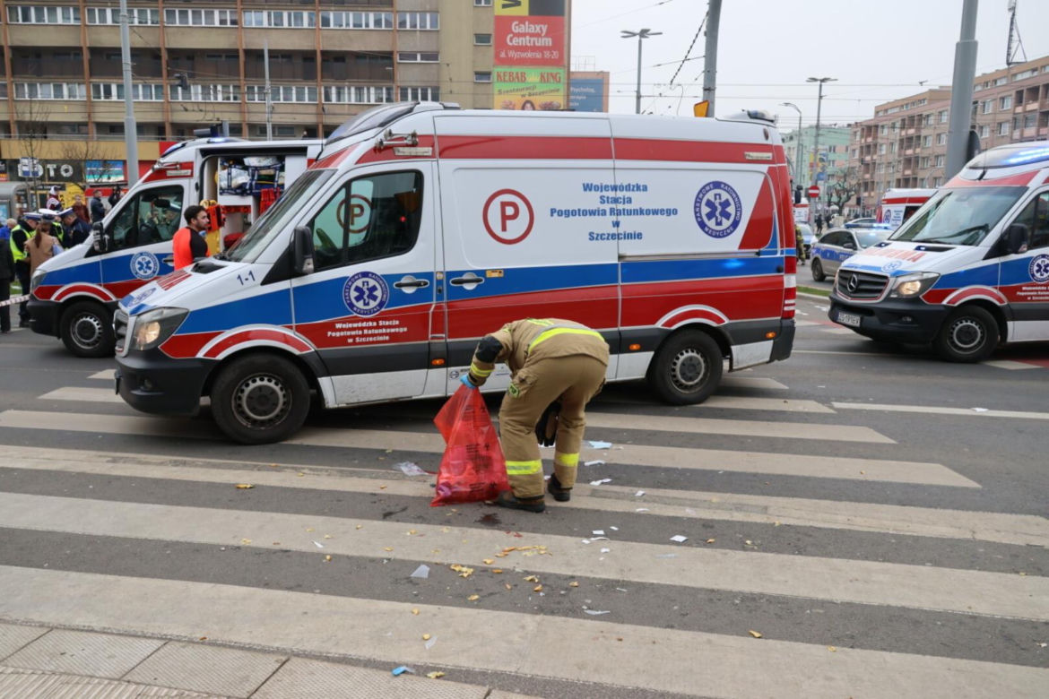 Wypadek na placu Rodła w Szczecinie
