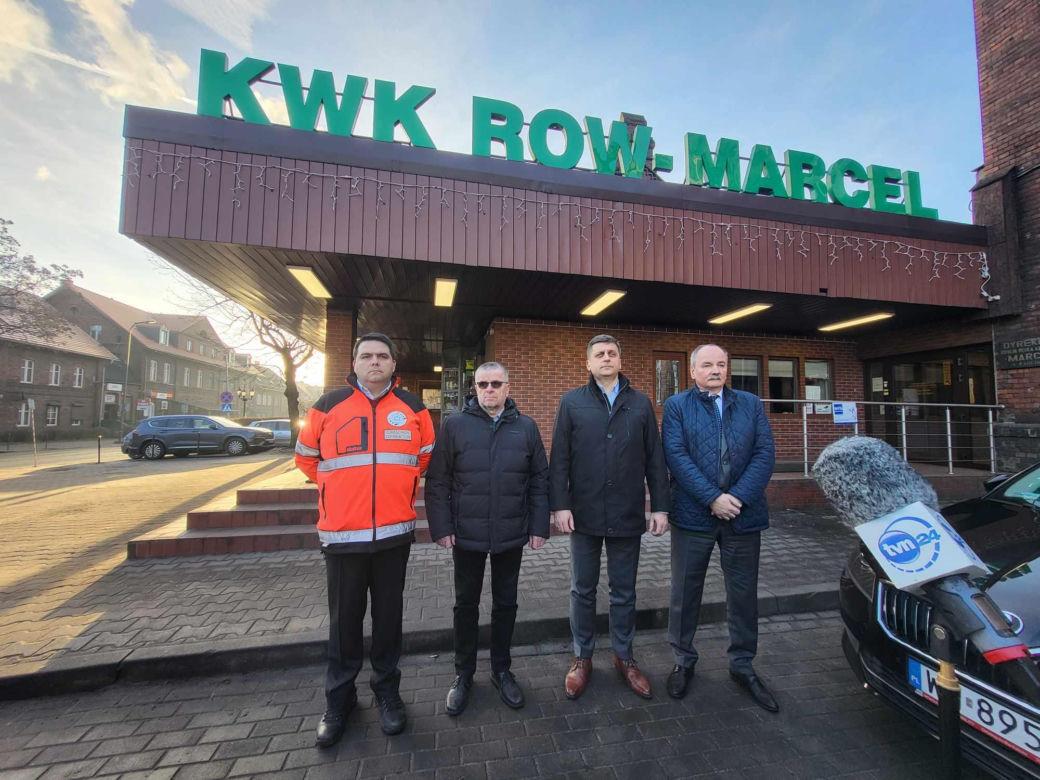 Konferencja po wstrząsie w kopalni Marcel w Radlinie