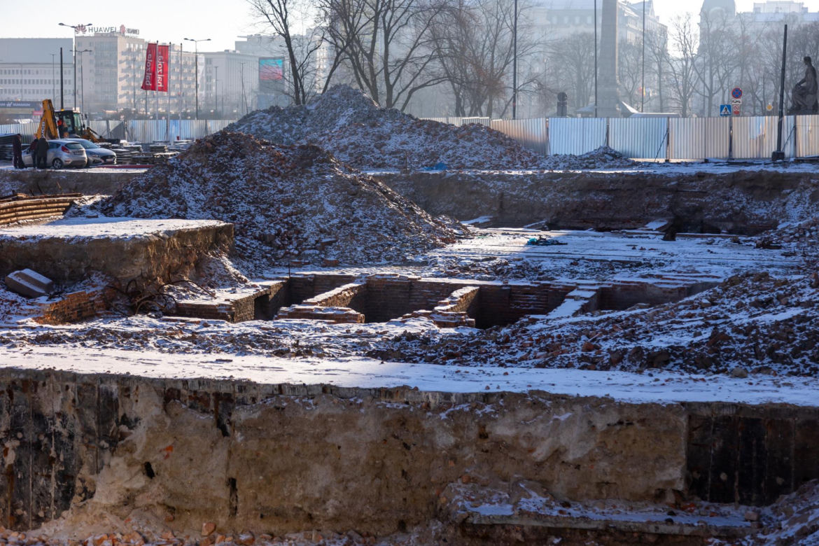 Budowa placu Centralnego w Warszawie, styczeń 2024 r.