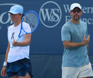 Iga Świątek i Wim Fissette. Nerwy na treningu