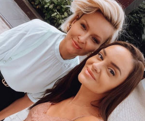 Barwy szczęścia. Bożena (Marieta Żukowska) i Sylwia Nowak na planie