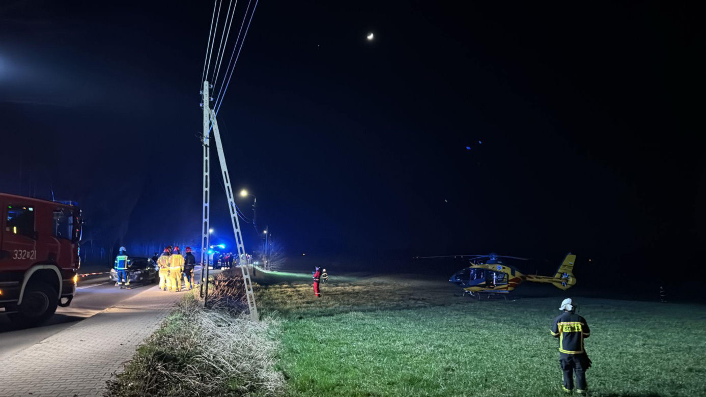 Wypadek w Zabrzegu. Lądował LPR