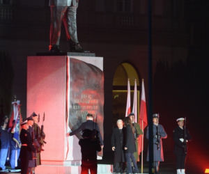 Odsłonięcie pomnika Lecha Kaczyńskiego w Warszawie