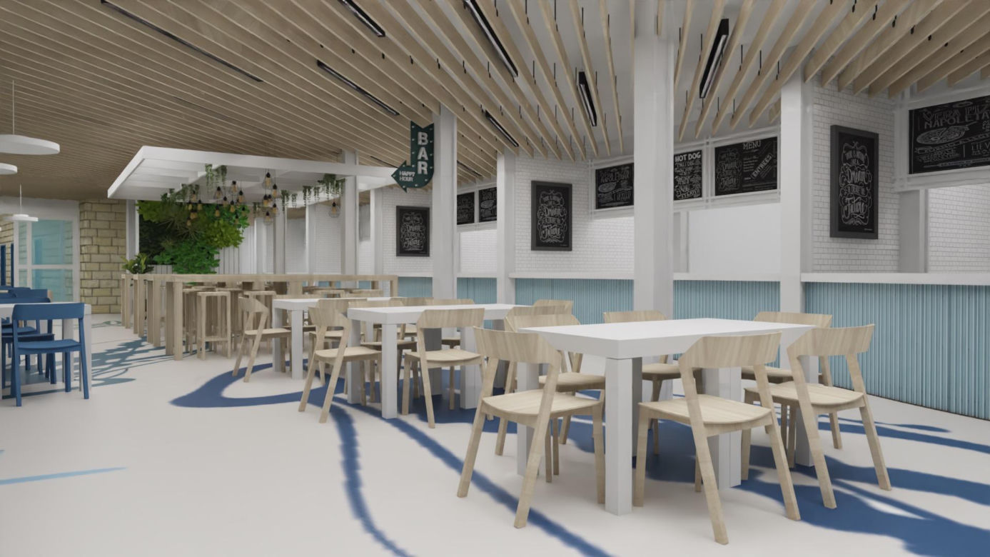 Food hall w Krzywym Domku w Sopocie - wizualizacja