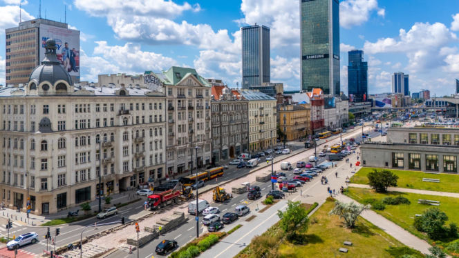 Remont torowiska tramwajowego w Alejach Jerozolimskich w Warszawie