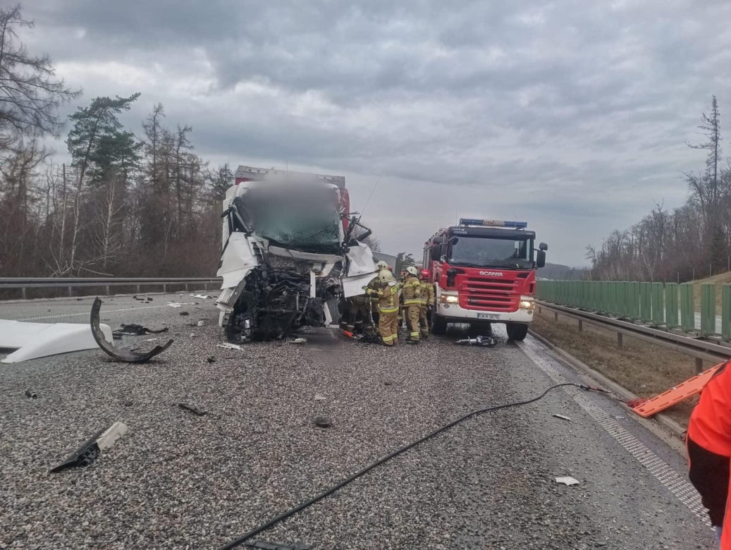 Wypadek na autostradzie A4 na wysokości Wysokiej
