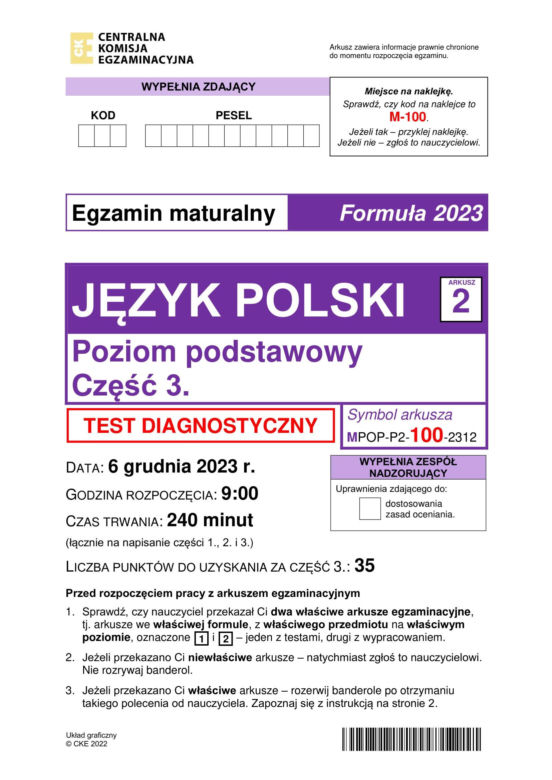 Matura próbna 2024: polski. Arkusze CKE i odpowiedzi. Poziom podstawowy [Formuła 2023]